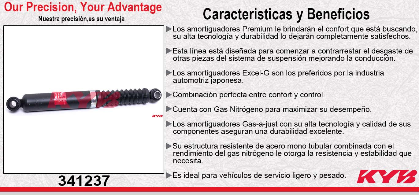 AMORTIGUADOR TRASERO GAS EXCEL-G PEUGEOT GRAND RAID (2008-2012) - PARTNER (2003-2012). KYB