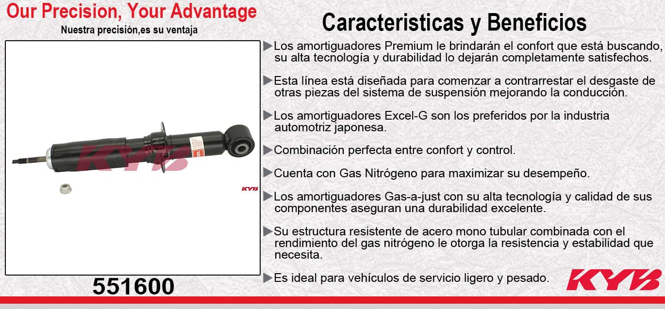 AMORTIGUADOR DELANTERO GAS-A-JUST MERCURY. GRAND MARQUIS (2003-2011) - FORD. CROWN VICTORIA (2003-2011) - LINCOLN. TOWN CAR (2003-2011) KYB