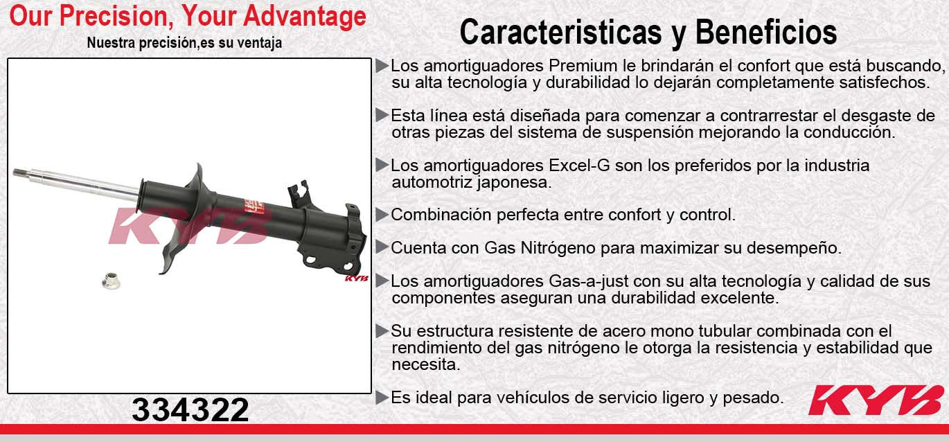 AMORTIGUADOR DELANTERO IZQUIERDO GAS EXCEL-G NISSAN QUEST (1999-2002) - MERCURY. VILLAGER (1999-2002) KYB