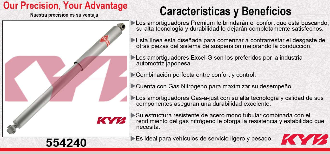 AMORTIGUADOR TRASERO GAS-A-JUST FORD PICK-UP F-250 Y F-350 SUPERDUTY 4X2 (1999-2004) KYB