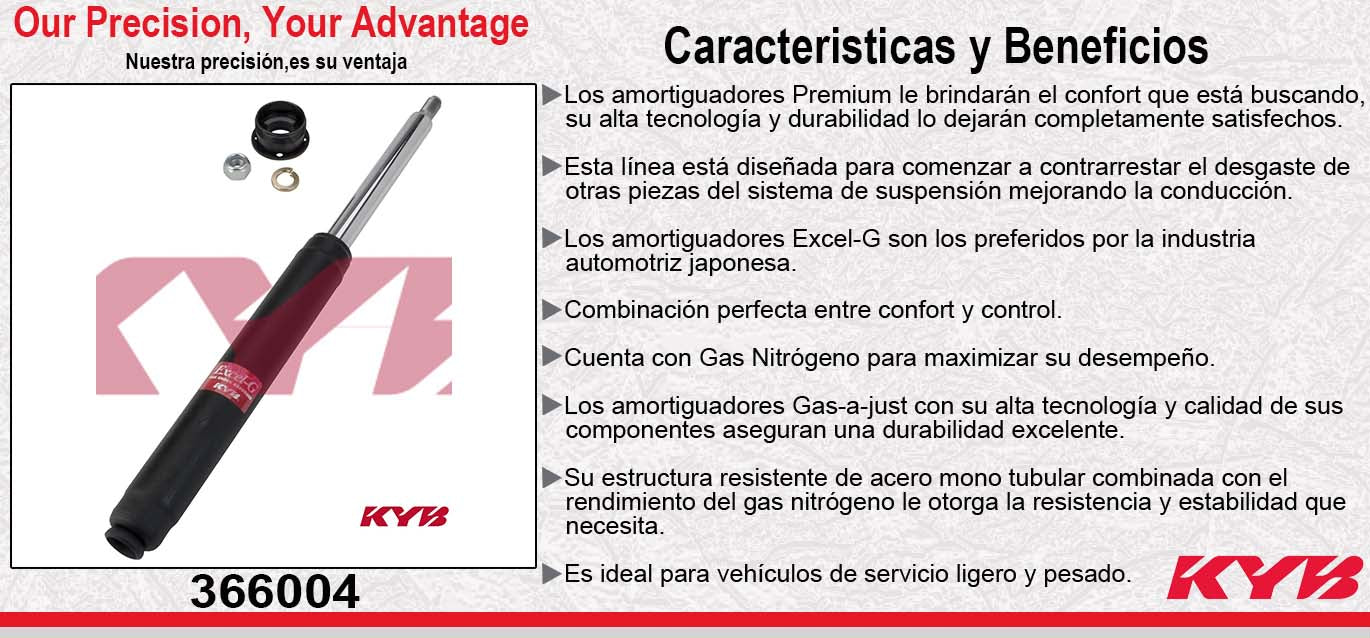 AMORTIGUADOR DELANTERO GAS EXCEL-G BUICK. REGAL (1988-1996) - CHEV. LUMINA (1990-1991) - MONTECARLO (1995-1999) - PONTIAC. GRAND PRIX (1988-1996) - OLDSMOBILE CUTLASS SPREME (1988-1997) KYB