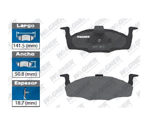 BALATA SEMIMETÁLICA DELANTERA SEAT LEON 2002-2005 / VOLKSWAGEN DERBY 1997-2007 / GOLF 1996 / GOLF GLS 1996-1999 / GOLF GTI 1996-1999 / GOL SPORT 2009-2010 / JETTA 1996-1999 / POLO 2004-2006 / POLO SEDAN 2004-2005 WAGNER