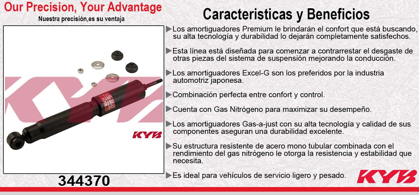 AMORTIGUADOR DELANTERO GAS EXCEL-G FORD PICK-UP F-250 / F350 4X2 SUPERDUTY (1999-2005) - FORD ECONOLINE VAN E-350 (1992-2007) / E-250 (1992-2006) KYB