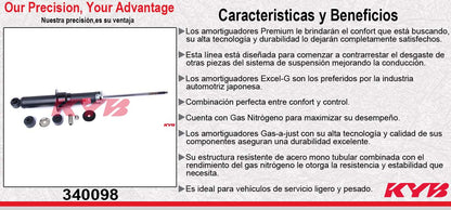 AMORTIGUADOR TRASERO GAS EXCEL-G CHRYSLER 200 (2011-2014). FWD KYB