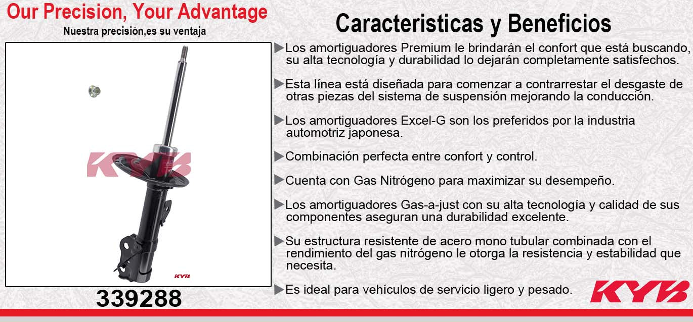 AMORTIGUADOR DELANTERO DERECHO GAS EXCEL-G TOYOTA CAMRY LE - XLE - EXC. V6 (2012-2013) - CAMRY (2012-2014) KYB