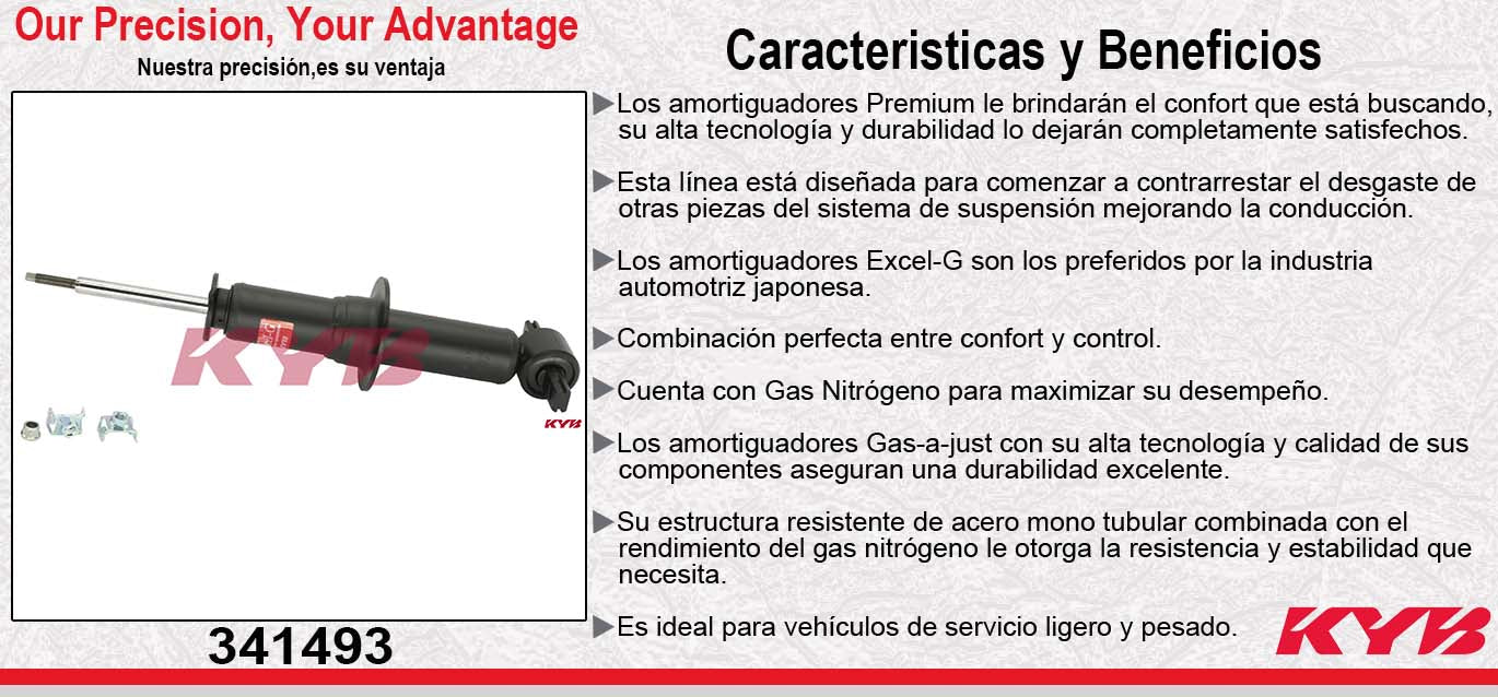 AMORTIGUADOR DELANTERO GAS EXCEL-G CHEVROLET GMC YUKON EXC. SUSP. Z55 AUTORIDE & SMOOTH RIDE 2007-2010 - CHEVROLET SILVERADO O SIERRA PICK UP [SOLO MODELOS 2WD] TODOS (EXC. CLASSIC SERIES, HEAVY DUTY Y SUSP. ELECTRONICA) 2007-2010 - CHEVROLET KYB