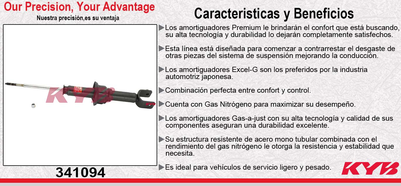 AMORTIGUADOR DELANTERO GAS EXCEL-G HONDA CIVIC (1989-1995) - CIVIC SOL (1993-1997) - CRX (1989-1991) - ACURA INTEGRA (1994-2001) KYB