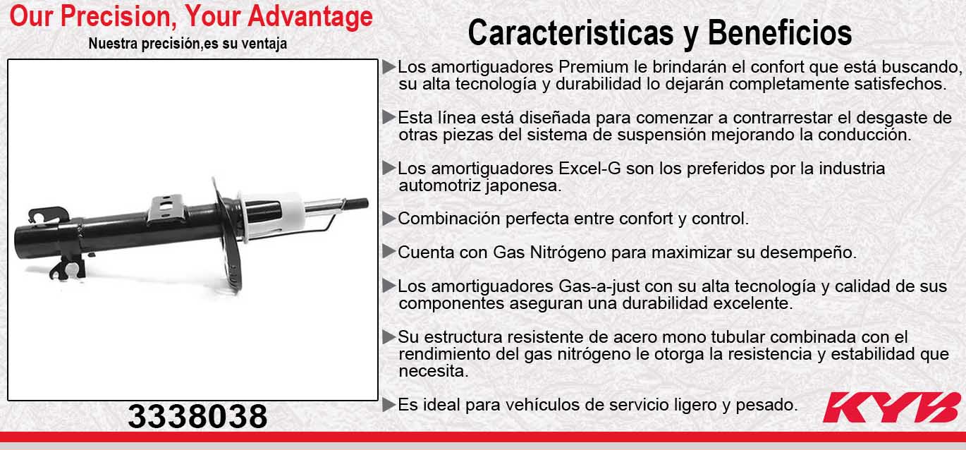 AMORTIGUADOR DELANTERO GAS EXCEL-G VW UP TODOS (2016-2018). KYB