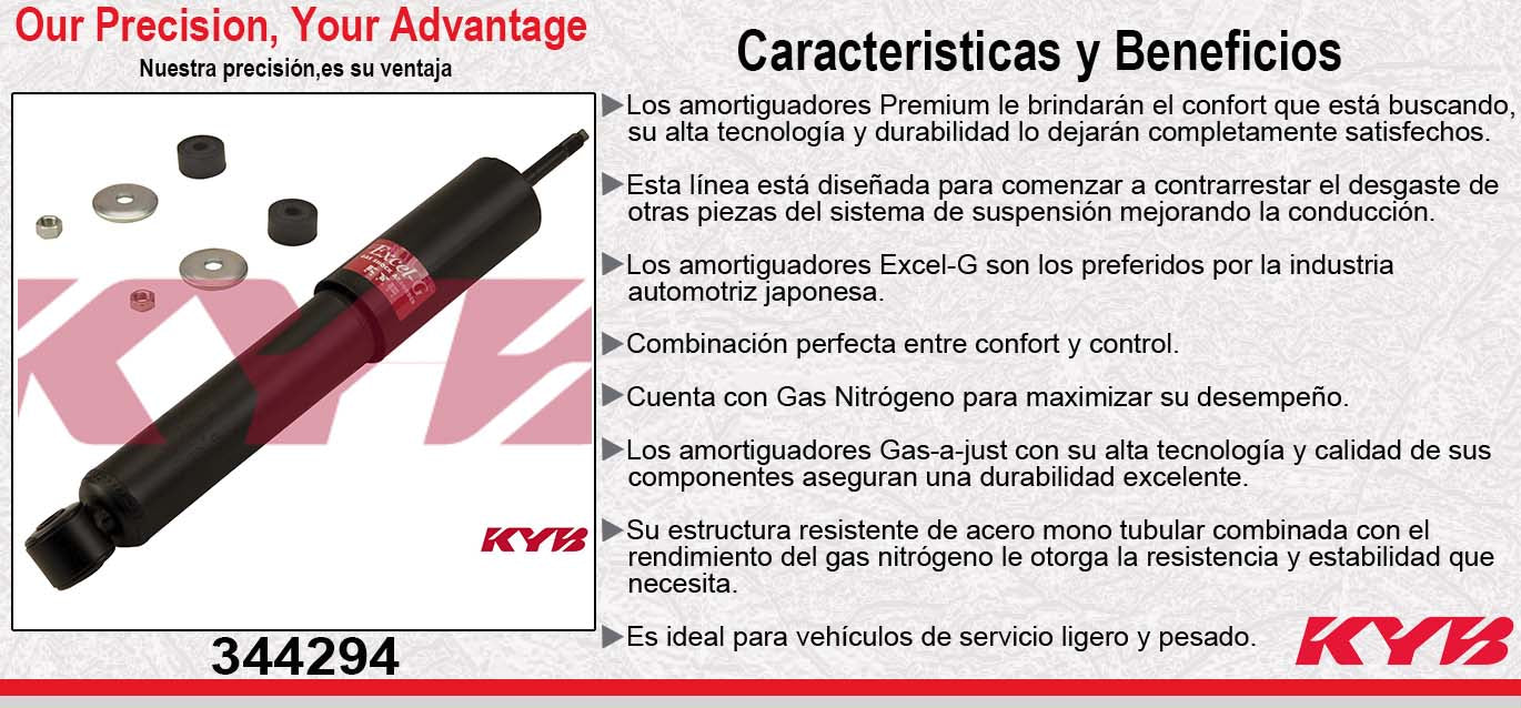 AMORTIGUADOR DELANTERO GAS EXCEL-G MITSUB. MONTERO SPORT Y LIMITED V6 3.8 LTS. (2003-2005) KYB