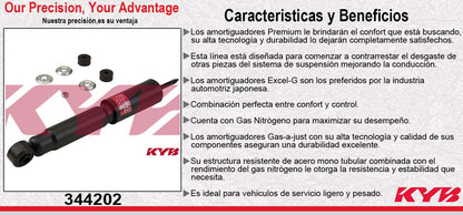 AMORTIGUADOR DELANTERO GAS EXCEL-G TOYOTA 4 RUNNER (1986-1995) - PICK-UP 4X4 (1986-1995) - T100 (1993-1998) KYB