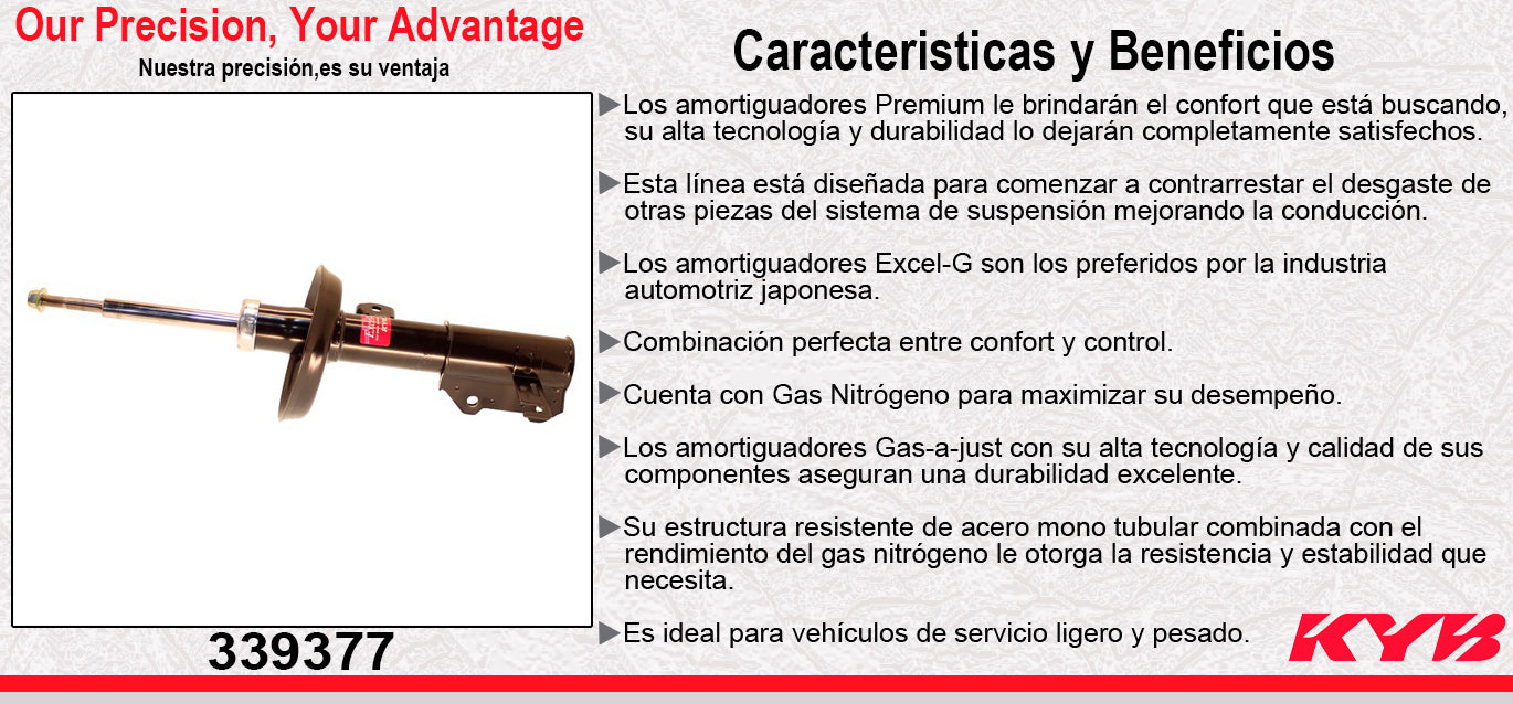 AMORTIGUADOR DELANTERO DERECHO GAS EXCEL-G BUICK LACROSSE EXC. SUSP. SPORT Y AUTONIVELANTE (2010-2013) KYB