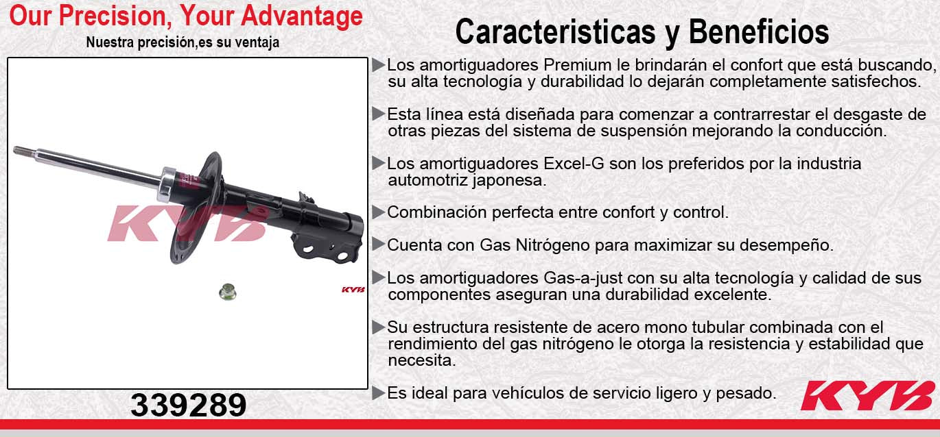 AMORTIGUADOR DELANTERO IZQUIERDO GAS EXCEL-G TOYOTA CAMRY LE- XLE- EXC. V6 (2012-2013) - CAMRY (2012-2014) KYB