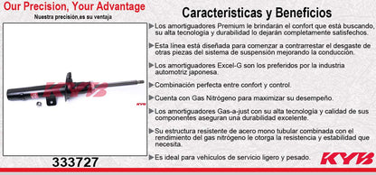AMORTIGUADOR DELANTERO DERECHO GAS EXCEL-G PEUGEOT 406 (1999-2005). KYB