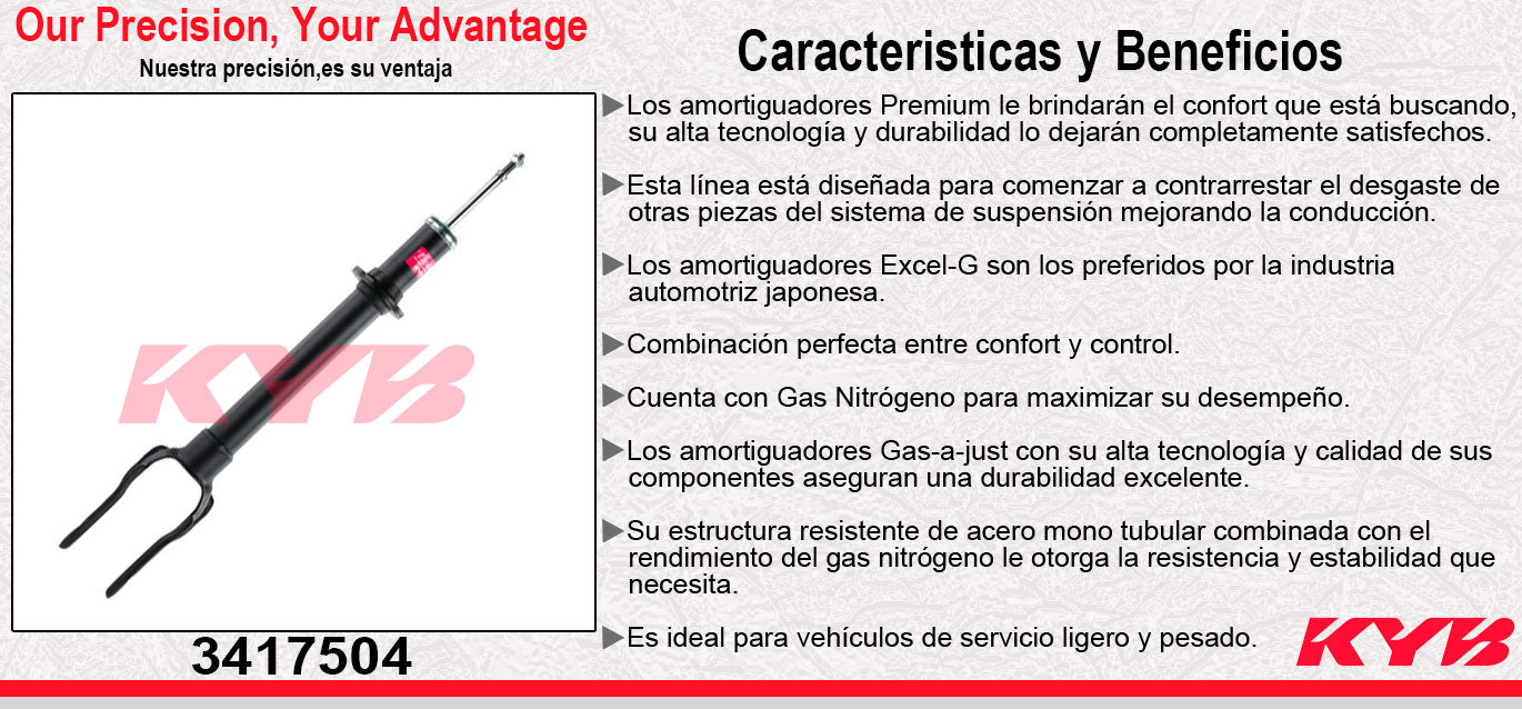 AMORTIGUADOR DELANTERO GAS EXCEL-G DODGE DURANGO TODOS (2011-2012) - JEEP GRAND CHEROKEE (2011-2015). KYB