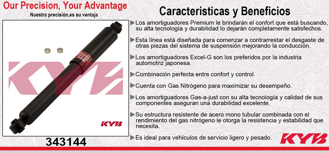 AMORTIGUADOR TRASERO GAS EXCEL-G VW BRASILIA (1973-1983) - SAFARI (1972-1981) - SEDAN (1953-1904). KYB