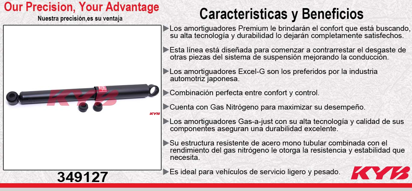 AMORTIGUADOR TRASERO GAS EXCEL-G ISUZU ELF 300 (2006-2008) - ISUZU ELF 400 (2007-2008) KYB