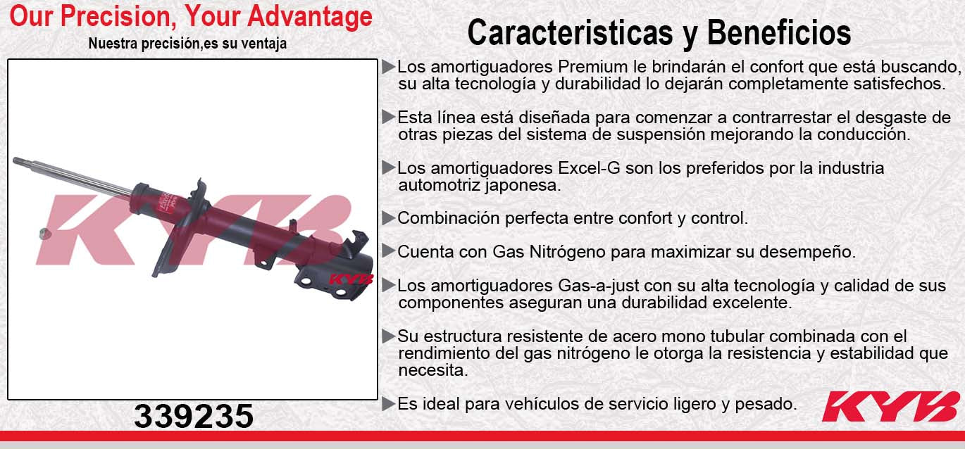 AMORTIGUADOR TRASERO IZQUIERDO GAS EXCEL-G TOYOTA HIGHLANDER 4X4 (2008-2011) KYB
