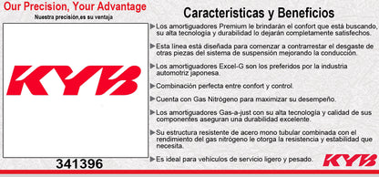 AMORTIGUADOR DELANTERO GAS EXCEL-G TOYOTA HILUX L4 2.7 DIESEL DOBLE CABINA (2016-2021). KYB