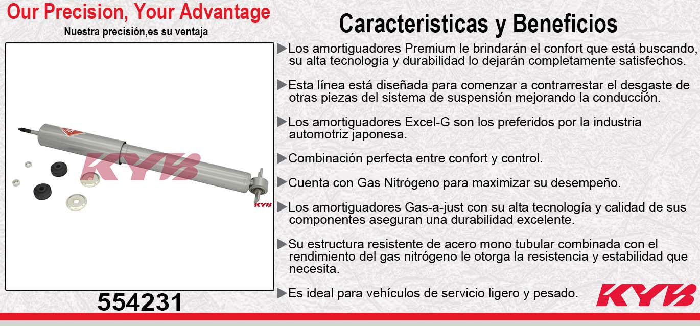 AMORTIGUADOR DELANTERO GAS-A-JUST JEEP WRANGLER XJ (1984-1990) / TJ (1996-2006) - CHEROKEE XJ (1984-1990) - COMANCHE (1986-1990) KYB