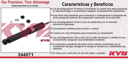 AMORTIGUADOR TRASERO GAS EXCEL-G FORD F100 (1972-1979) 4X2 - E100 E150 VAN (1975-1991). 344071 35115 37089 KYB