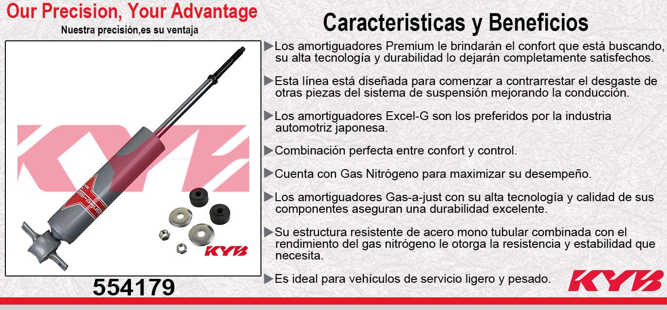 AMORTIGUADOR DELANTERO DERECHO GAS-A-JUST - BUICK. APOLLO (1973-1975) - CENTURY (1973-1981) - ELECTRA (1971-1987) - LESABRE (1971-1990) - REGAL (1973-1987) - SKYHAWK (1975-1980) - RIVIERA (1963-1978) - CADILLAC. SEVILLE (1975-1979) - CHEV. CAMARO KYB