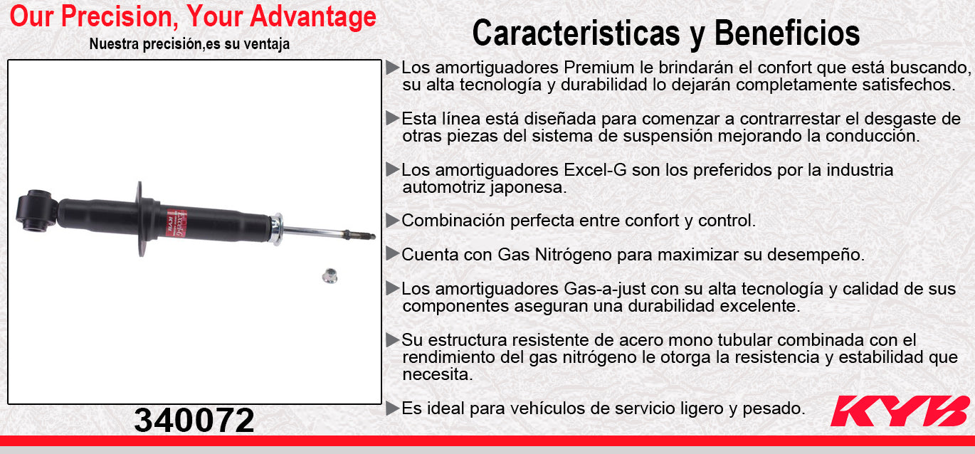 AMORTIGUADOR TRASERO GAS EXCEL-G FORD EXPEDITION 2WD (2007-2017) - LINCOLN. NAVIGATOR (2007-2017) EXCEPTO NIVELACIËN POR AIRE KYB