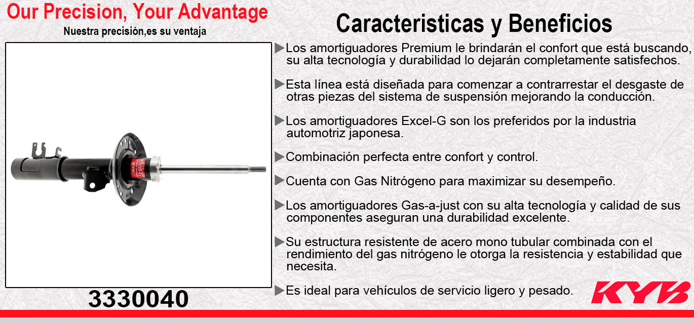 AMORTIGUADOR DELANTERO IZQUIERDO GAS EXCEL-G CHEV SONIC TURBO (2012-2018) KYB