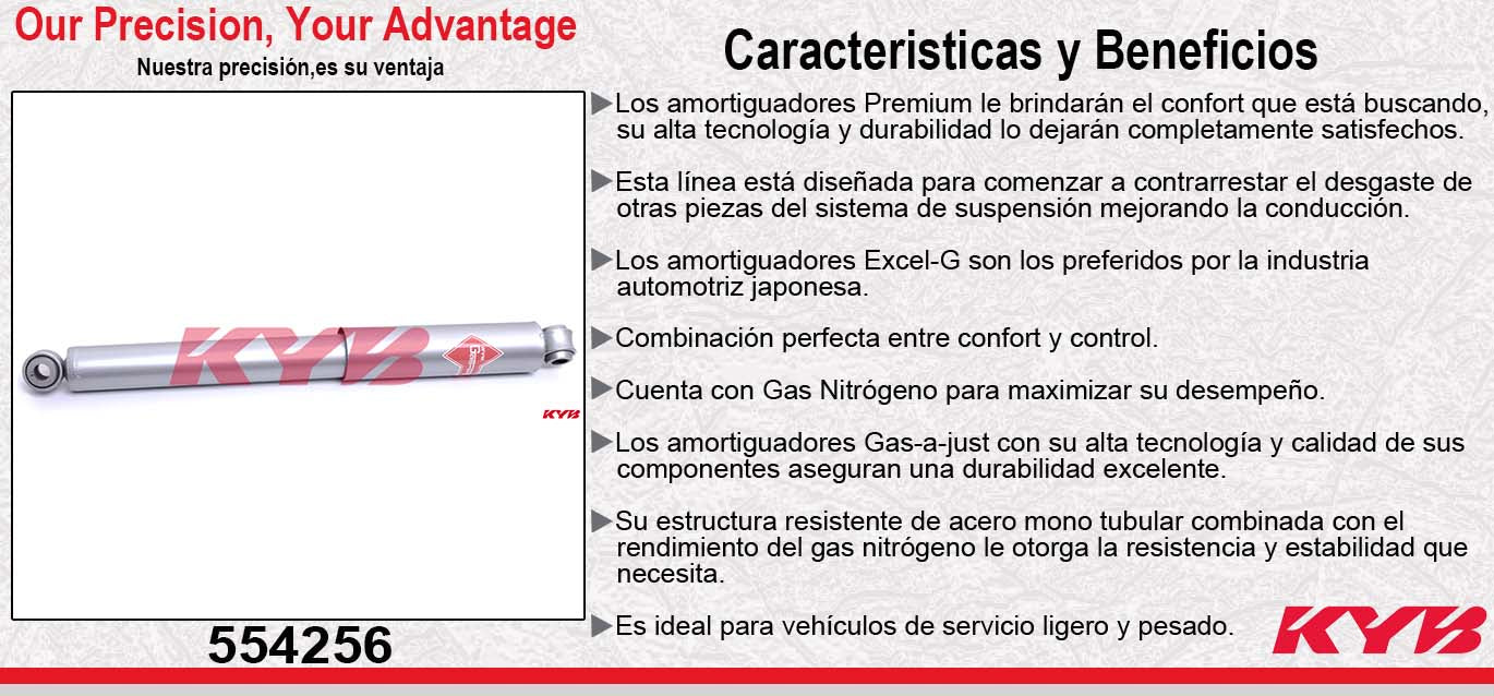 AMORTIGUADOR TRASERO GAS-A-JUST CHEV LUV TODOS 4WD (1980-1982) - DODGE D50 TODOS 2WD (1982-1993) KYB