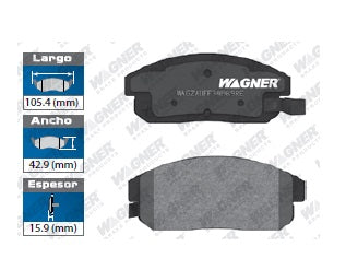 BALATA SEMIMETÁLICA TRASERA NISSAN MAXIMA 2002-2003 / SENTRA 2002-2006 / SENTRA SE-R 2006 WAGNER