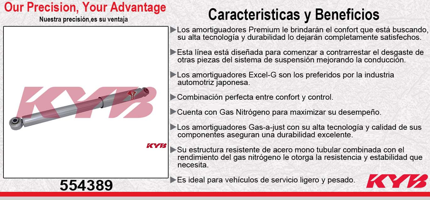 AMORTIGUADOR TRASERO GAS-A-JUST CHEV SILVERADO 2500 HD 4WD (2011-2016) - SILVERADO 2500 HD RWD (2011-2016) - SILVERADO 3500 HD CREW CAB PICKUP 4WD (2011-2016) - SILVERADO 3500 HD CREW CAB PICKUP RWD (2011-2016) - SILVERADO 3500 HD EXTENDED CAB PICKUP KYB