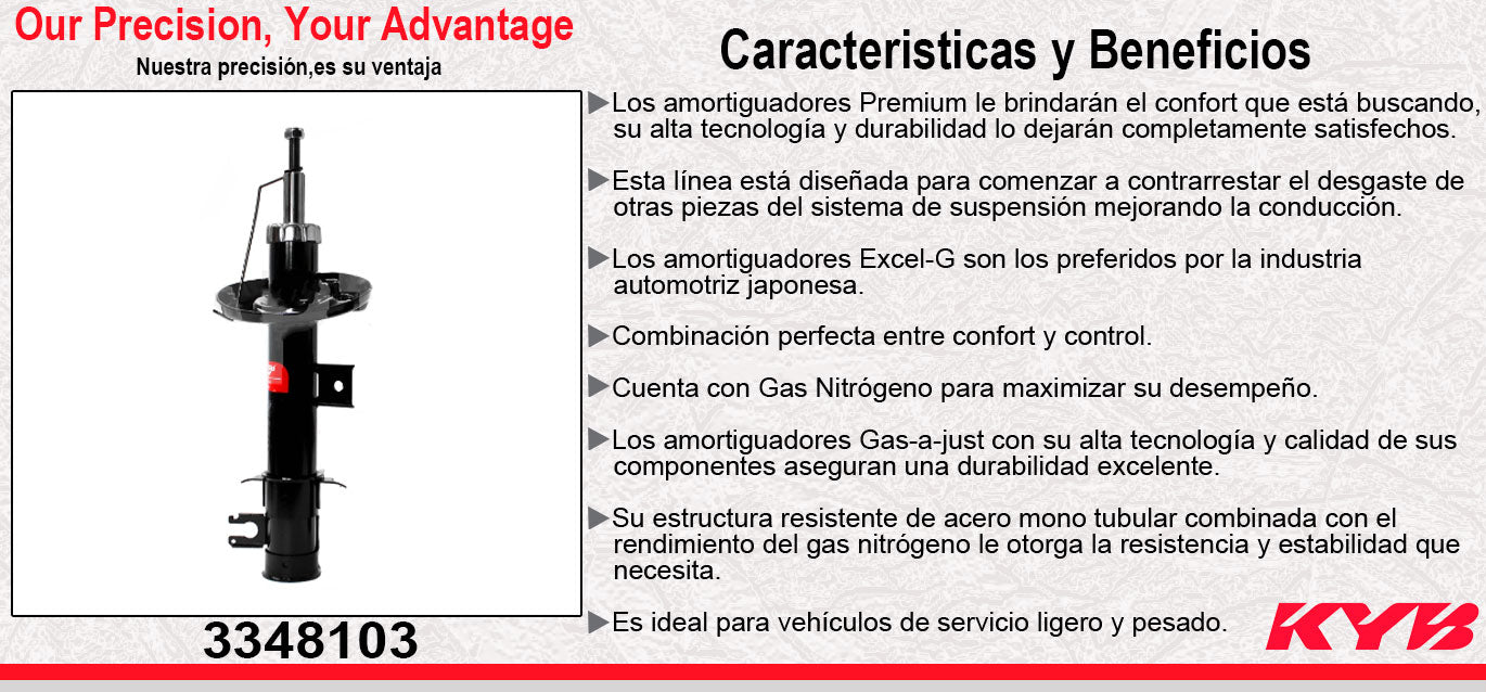 AMORTIGUADOR DELANTERO IZQUIERDO GAS EXCEL-G FIAT 500 MEXICO (2014-2019). KYB