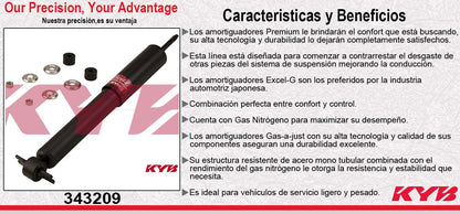 AMORTIGUADOR DELANTERO GAS EXCEL-G TOYOTA. PICK-UP (1984-1995) - T100 4X2 (1993-1998) - TACOMA 4X2 (1995-2004) KYB