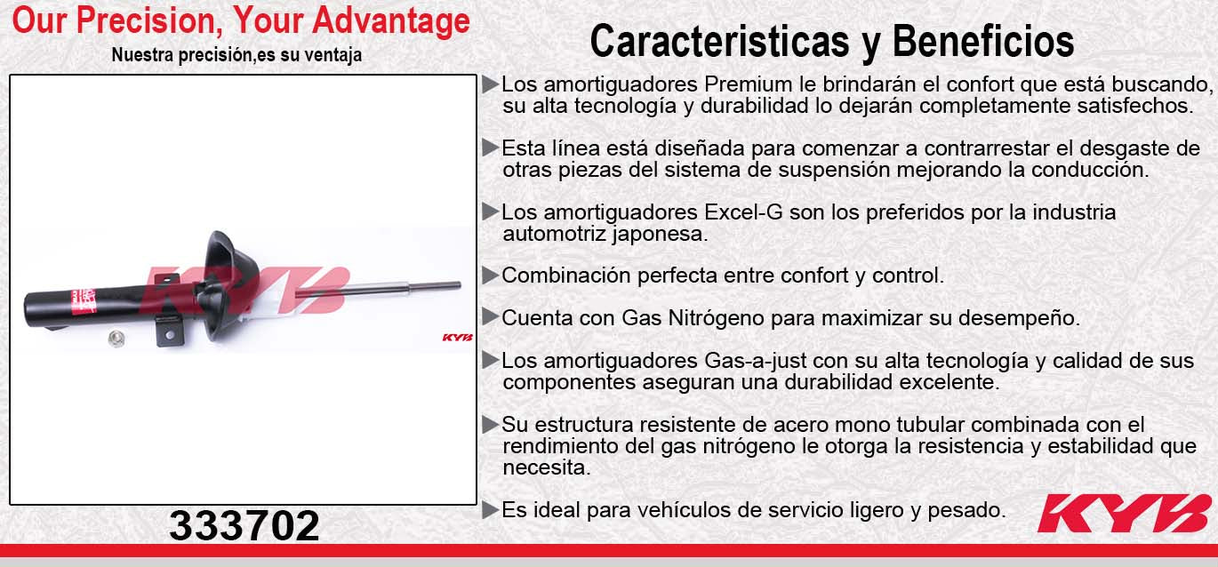 AMORTIGUADOR DELANTERO GAS EXCEL-G FORD COURIER (2001-2012). KYB