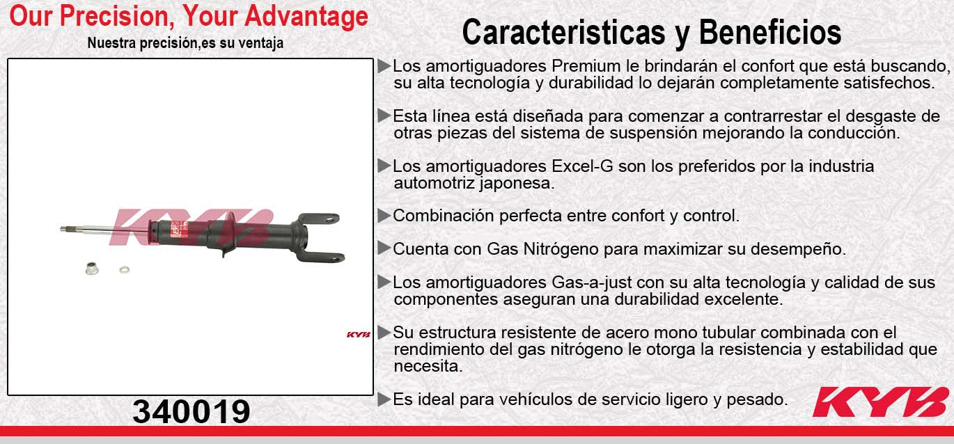 AMORTIGUADOR DELANTERO DERECHO GAS EXCEL-G DODGE DAKOTA 2WD 4WD (2005-2009) - MITSUBISHI RAIDER 2WD 4WD (2006-2009). KYB