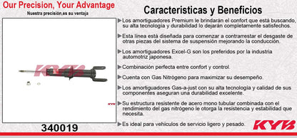 AMORTIGUADOR DELANTERO DERECHO GAS EXCEL-G DODGE DAKOTA 2WD 4WD (2005-2009) - MITSUBISHI RAIDER 2WD 4WD (2006-2009). KYB