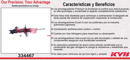 AMORTIGUADOR DELANTERO IZQUIERDO GAS EXCEL-G NISSAN ALTIMA L4 2.4 (1997-2001) KYB