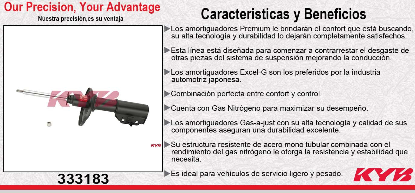 AMORTIGUADOR DELANTERO IZQUIERDO GAS EXCEL-G MAZDA PROTEGE (1995-1998) KYB