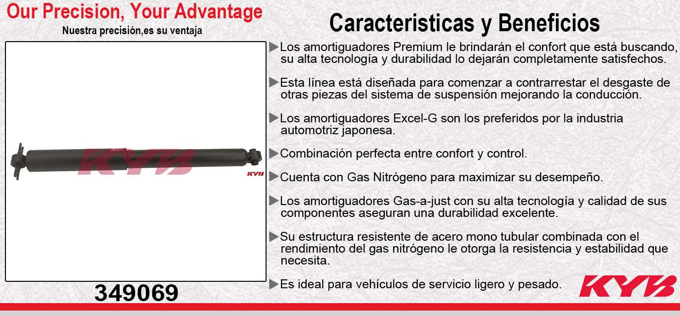 AMORTIGUADOR TRASERO GAS EXCEL-G JEEP WRANGLER 4X2 (1996-2006) - WRANGLER 4X4 (2007-2022). C/MARIPOSA KYB