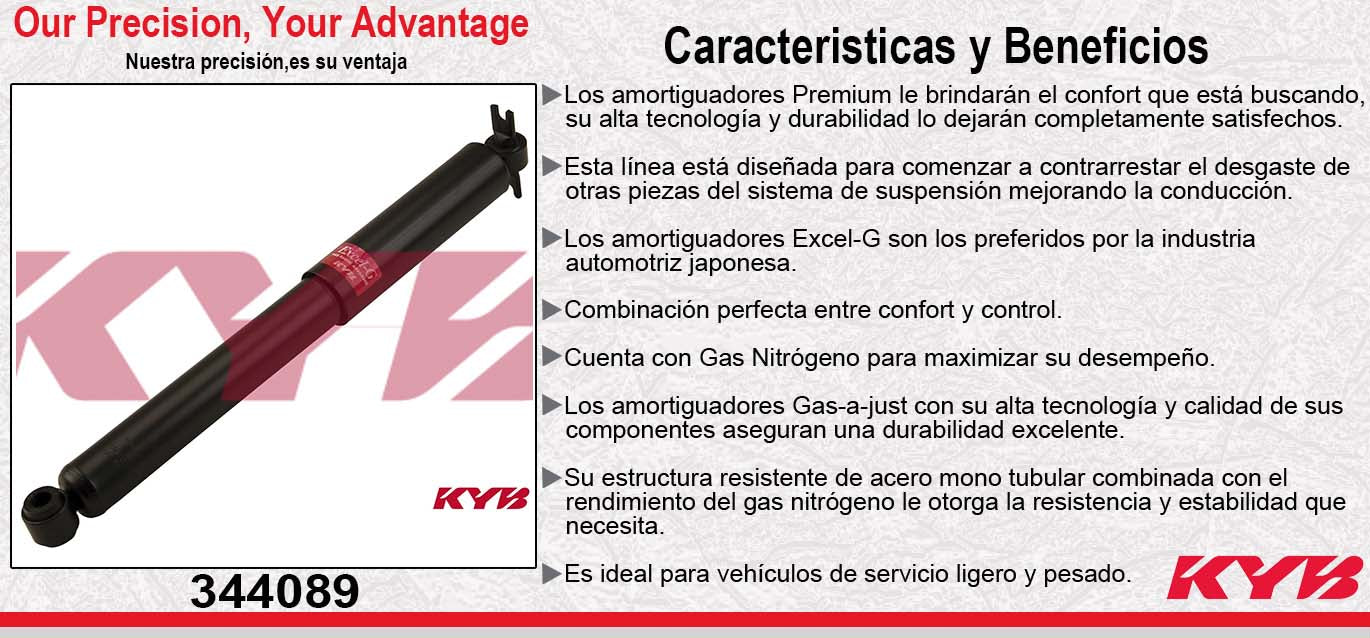 AMORTIGUADOR TRASERO GAS EXCEL-G JEEP CHEROKEE AJ (1984-2001) - WAGONNER XJ (1984-1990) EXC. GRAND WAGONEER KYB
