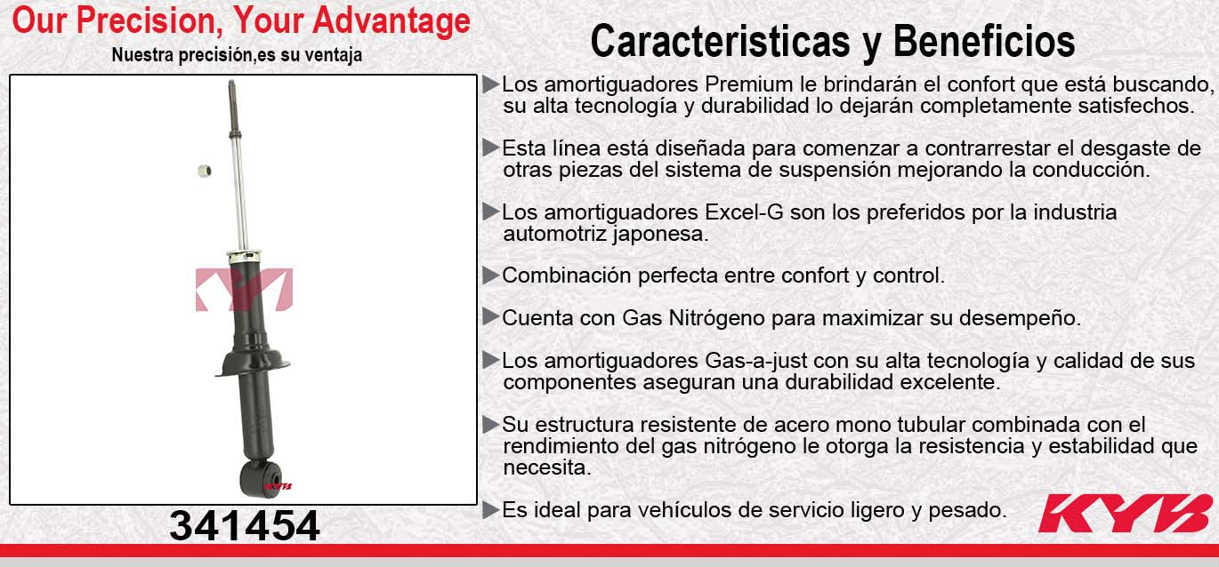 AMORTIGUADOR TRASERO DERECHO GAS EXCEL-G MITSU OUTLANDER LS, ES, SE (SIN 3RA FILA) (2008-2010) KYB