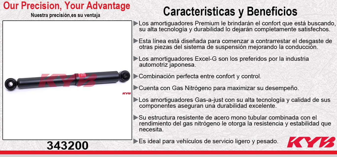 AMORTIGUADOR TRASERO GAS EXCEL-G DODGE RAM VAN 1000 (2008-2009). KYB