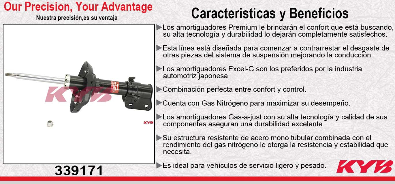 AMORTIGUADOR DELANTERO DERECHO GAS EXCEL-G SUBARU IMPREZA (2008-2011) EXC. WRX STI KYB