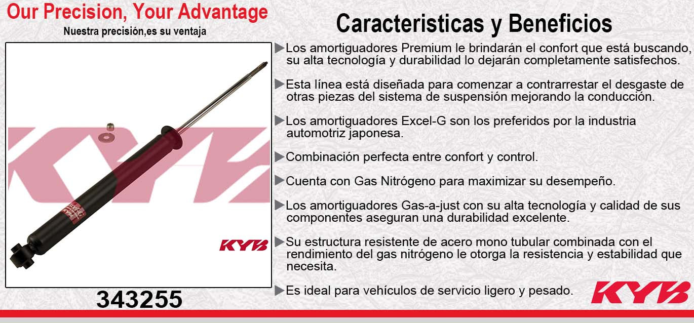 AMORTIGUADOR TRASERO GAS EXCEL-G BMW SERIE 3 (SIN SUSPENSIËN M-TECHNIK) 325I, 325IS (E36) 1995-1996 - BMW SERIE 3 (SIN SUSPENSIËN M-TECHNIK) 328I, 328IS (E36) 1995-1998. KYB