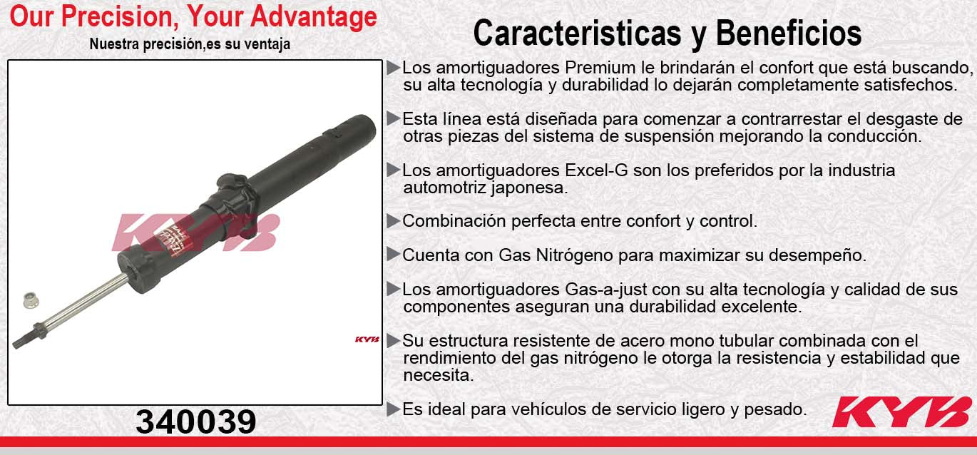 AMORTIGUADOR DELANTERO IZQUIERDO GAS EXCEL-G FORD FUSION (2010-2011). KYB
