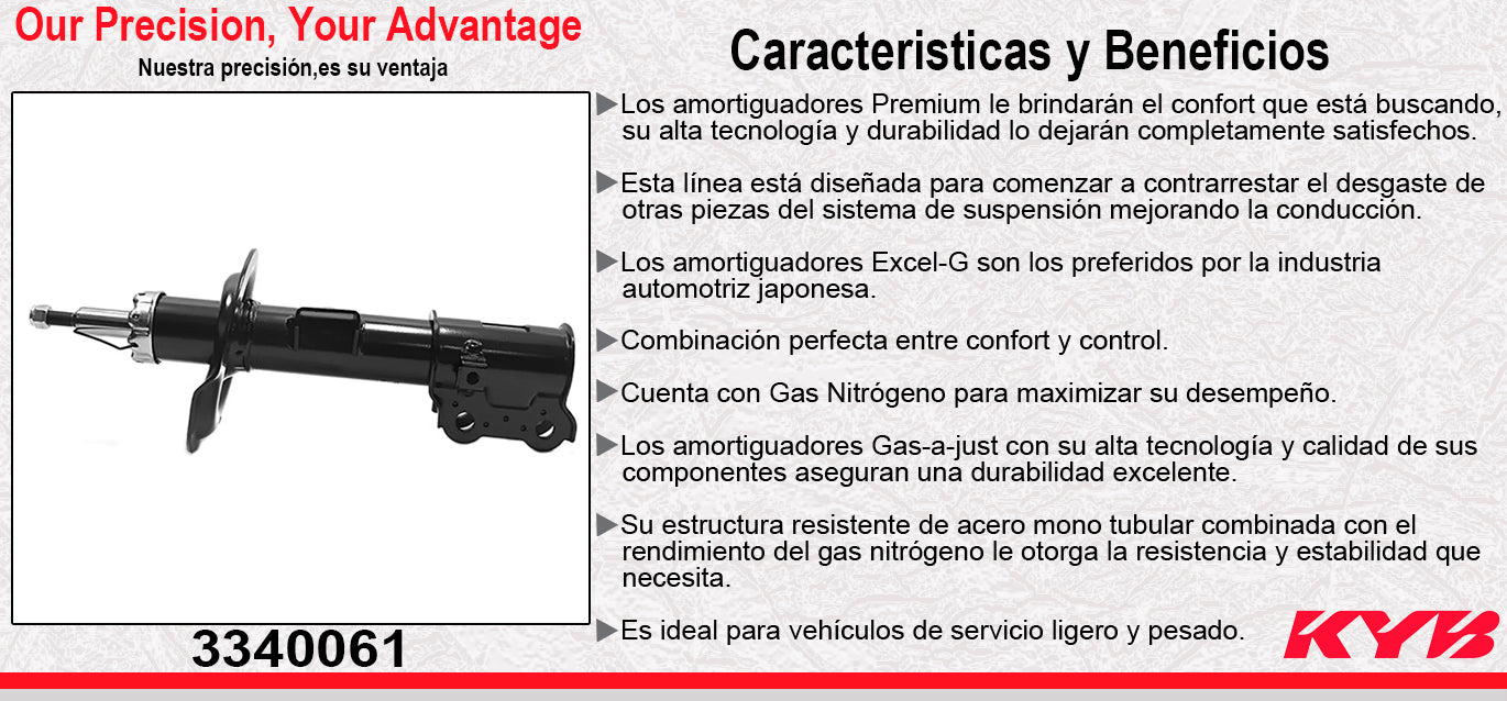 AMORTIGUADOR DELANTERO DERECHO GAS EXCEL-G KIA FORTE LX, EX, SX (2016-2018). KYB