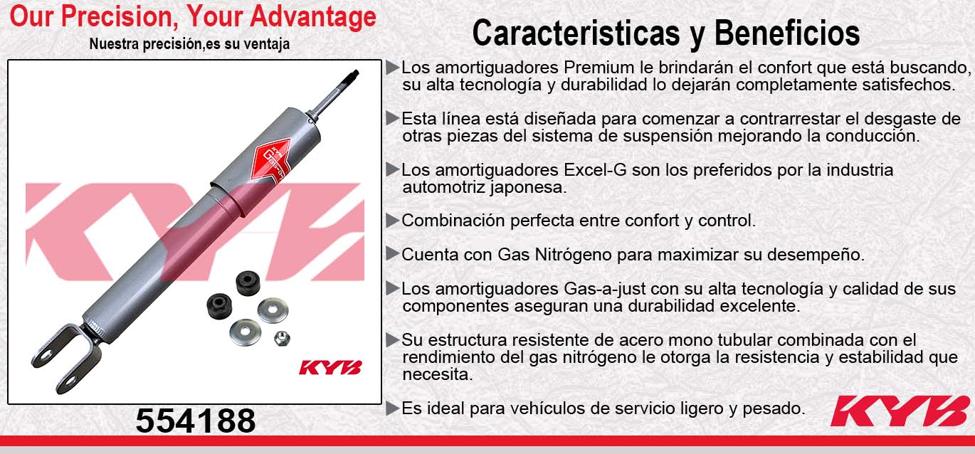 AMORTIGUADOR DELANTERO GAS-A-JUST CHEV. SUBURBAN 1500 2WD Y 4WD (2000-2006) - HUMMER H3 (2006-2010) - H3T (2009-2010). KYB