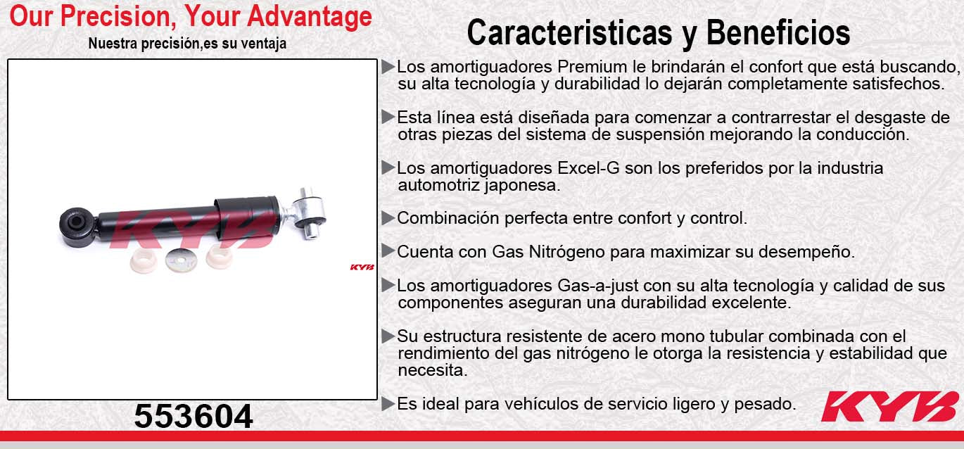 AMORTIGUADOR TRASERO GAS-A-JUST MERCEDES BENZ. CLASE A (168) A160 - A190 (2001-2005) KYB