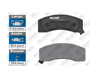 BALATA SEMIMETÁLICA DELANTERA CHEV C-30 1990-1991 / C-3500 1996-1999 / C-3500 DRW 1994-1999 / EXPRESS VAN G3500 1998-2001 / K-2500 1997-1999 / VAN G3500 1998-2001 / RAM 2500 4WD 99 / RAM 2500 1999-2001 / RAM 3500 1994-2001 / RAM 4000 1999-2001 / WAGNER