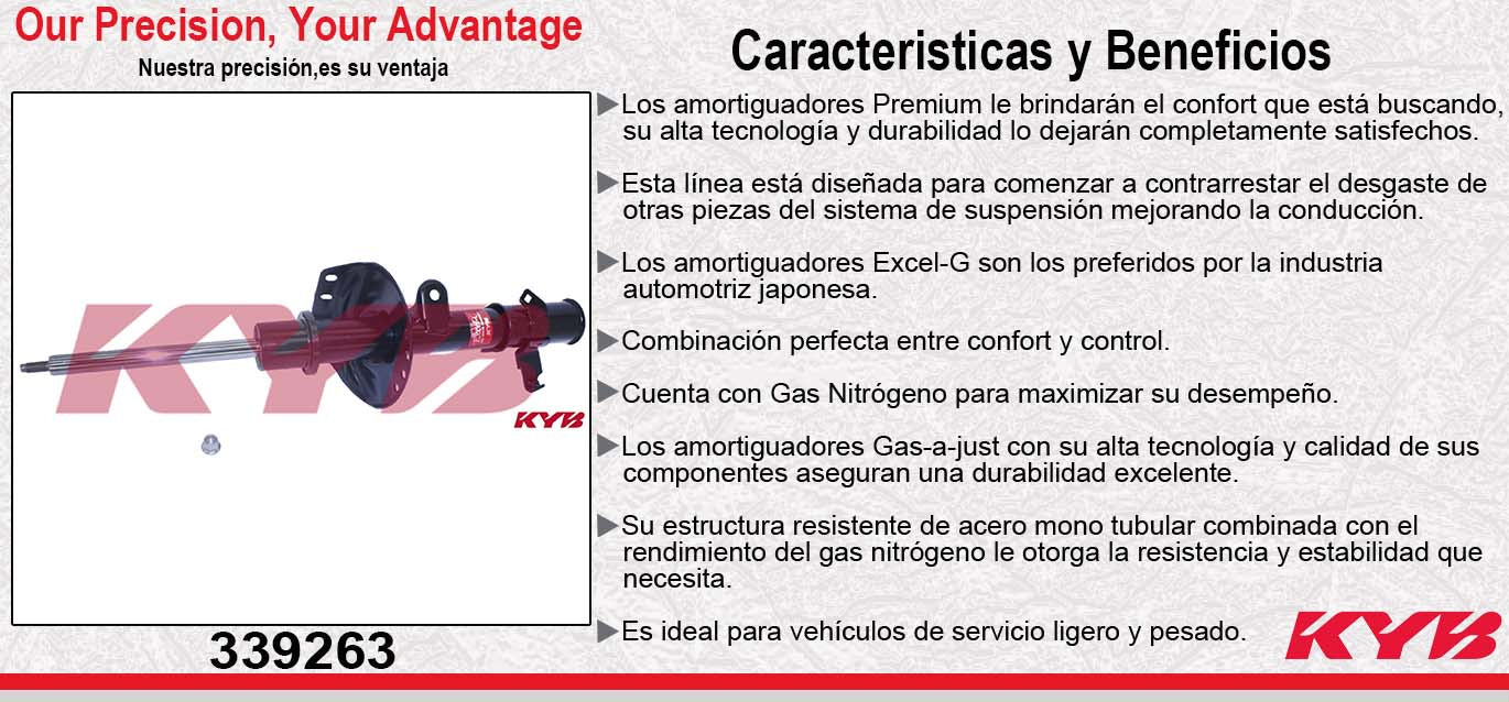 AMORTIGUADOR DELANTERO DERECHO GAS EXCEL-G HONDA ODYSSEY (2008-2010). KYB