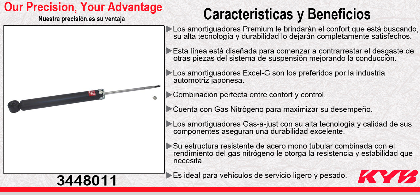 AMORTIGUADOR TRASERO GAS EXCEL-G AUDI A4 L4 2.0 (2013-2016). KYB